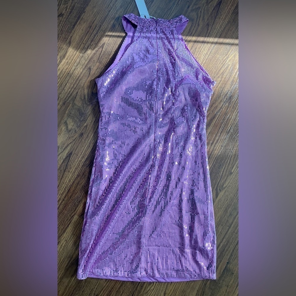 Reverse Pink Sequence Cocktail Dress size L NWT - Picture 4 of 5